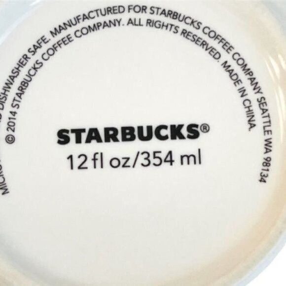 Starbucks 2014 White Gray Scroll Diamond Filigree Coffee Mug 12 fl ounce cup - Picture 7 of 7